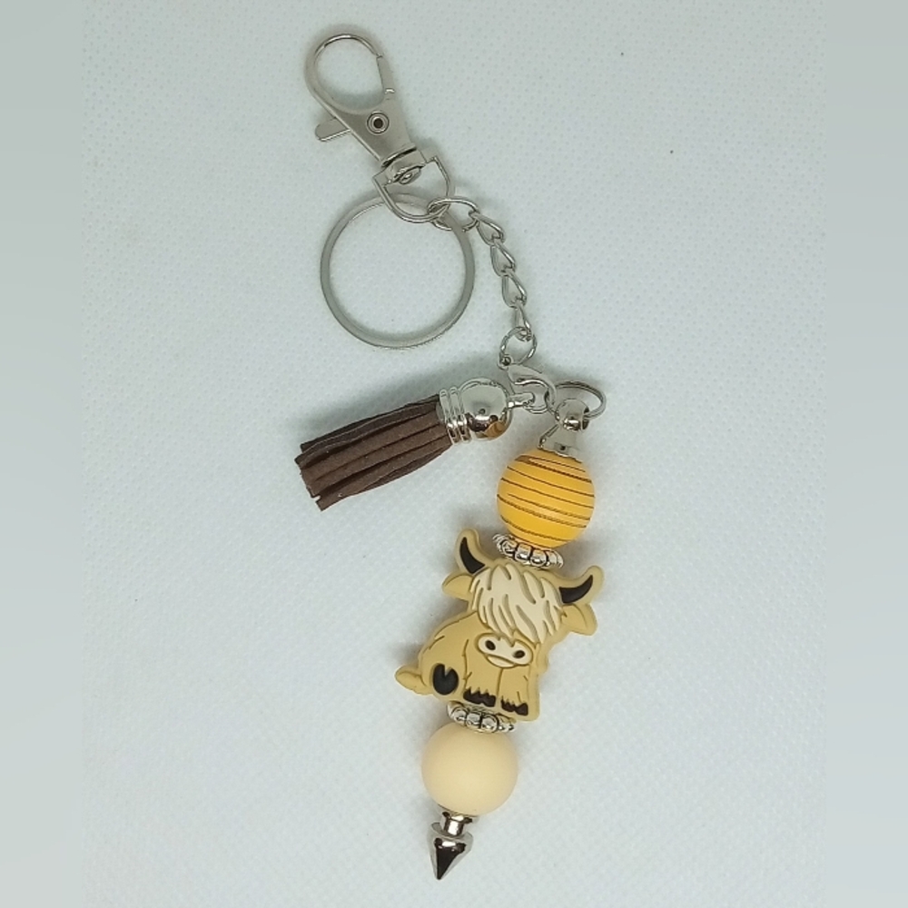 Charming Highland Cow Tassel Keychain/Purse Charm NEW Handmade